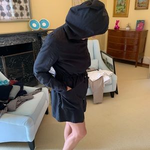 Adorable black rain coat with cinched waist